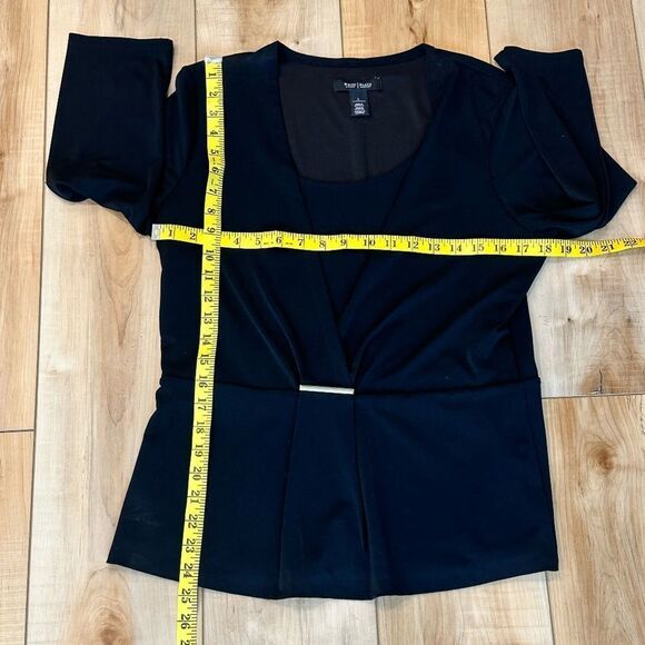 WHBM 3/4 Sleeve Pullover Blouse Black Size Large - Picture 4 of 7